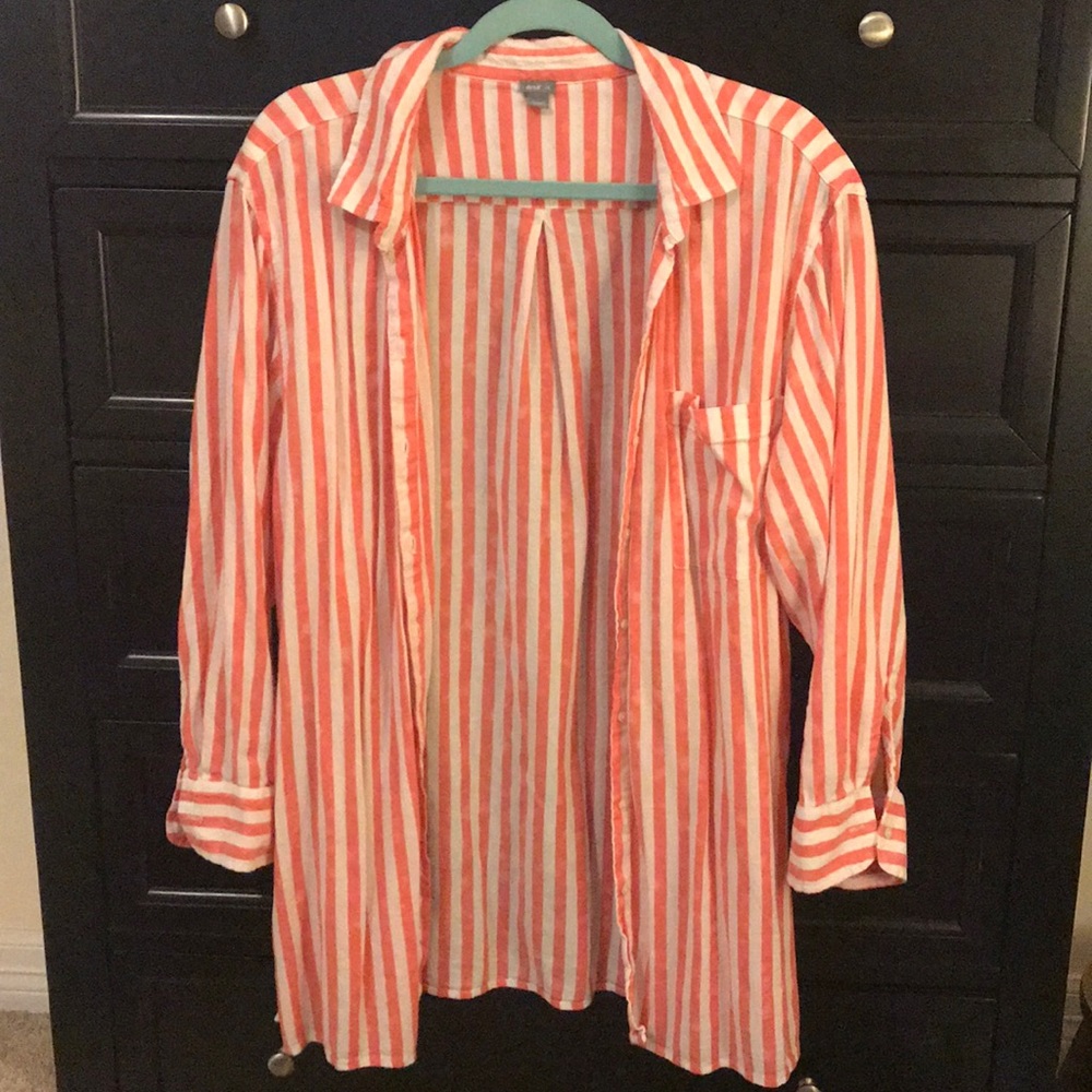 Aerie striped beach button down shirt